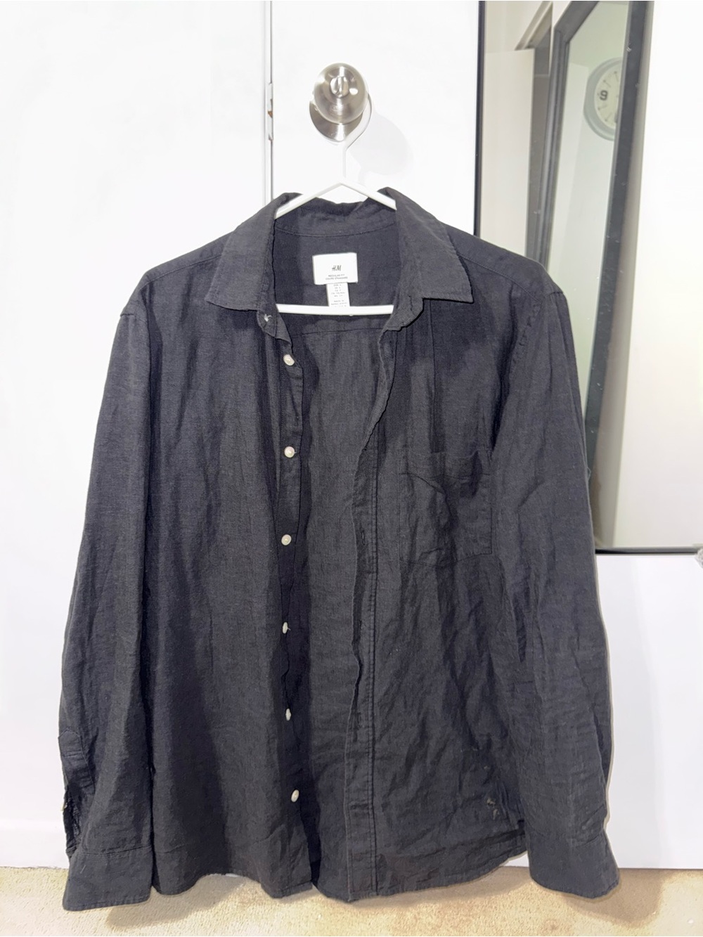 H&M Men's Black Linen Shirt Jacket